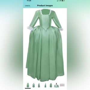 Women's Musical Hamilton Eliza Schuyler Costume Colonial Lady Corset-Style Dress